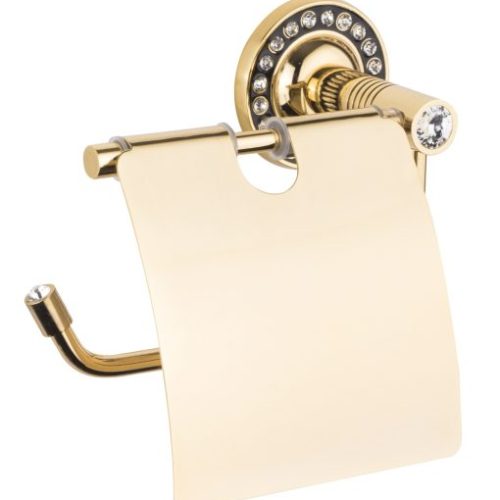 Özel Seri Gold Altın Pirinç Taşlı Kapalı Tuvalet Kağıtlığı