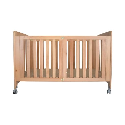 Otel Tipi Katlanır Doğal Ahşap Bebek Yatağı Beşiği
